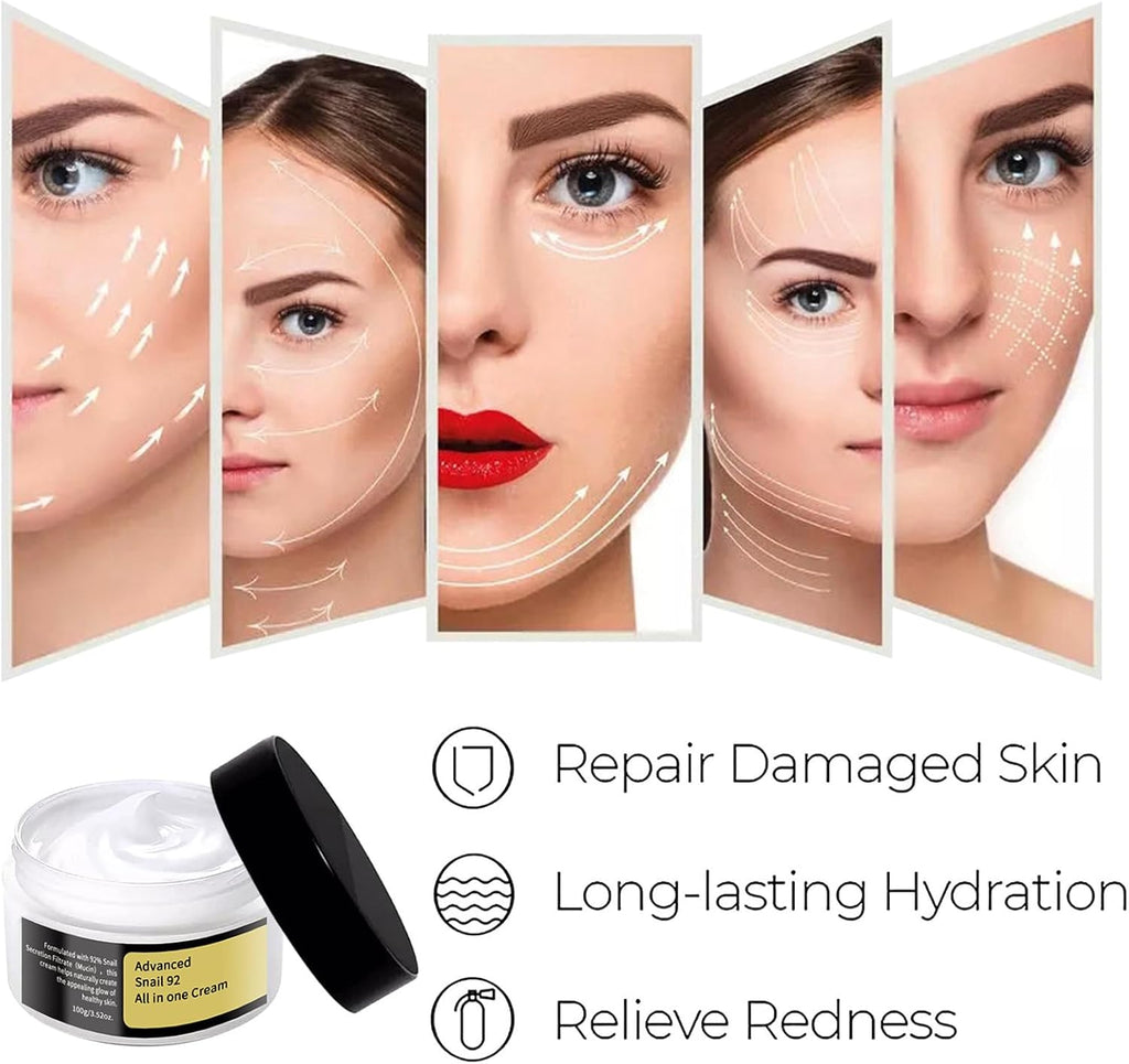 Snail Essence Cream,Moisturizing Snail Mucin Secretion Filtrate,Anti Wrinkle Moisturizing Facial Cream,Facial Moisturiser anti Aging,Skin Care anti Wrinkle Moisturizing Facial Cream,100G