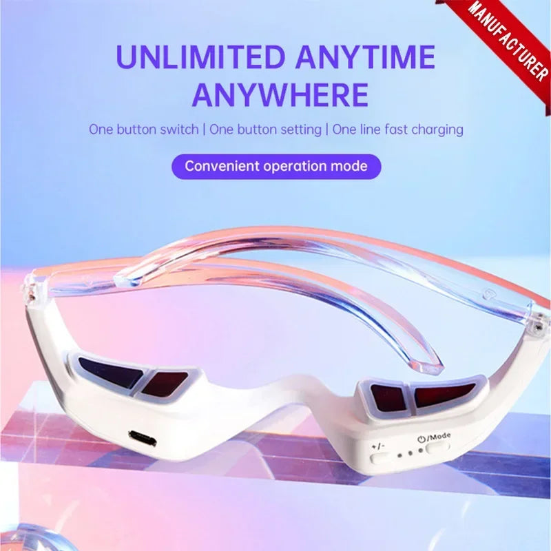 3D Red Light EMS Eye Massager Eyecare Glasses Dark Circles Puffiness Wrinkles Reduction Eye Fatigue Relaxing Beauty Care Device