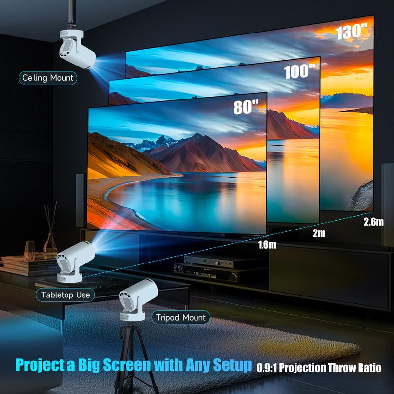 [US Warehouse] Magcubic Hy300Pro+ Android 11 Mini Projector 4K Videosource Supported 290ANSI 0.9:1 Short Projection Throw Ratio Native 1280*720P WIFI6 BT5.4 Android11 Built-In Speaker & Appstore Allwinner H713 Home Cinema Smart Projector Upgraded Hy300Pro