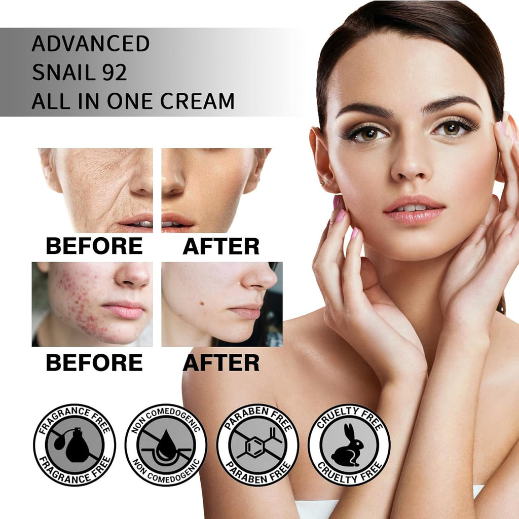 Snail Essence Cream,Moisturizing Snail Mucin Secretion Filtrate,Anti Wrinkle Moisturizing Facial Cream,Facial Moisturiser anti Aging,Skin Care anti Wrinkle Moisturizing Facial Cream,100G