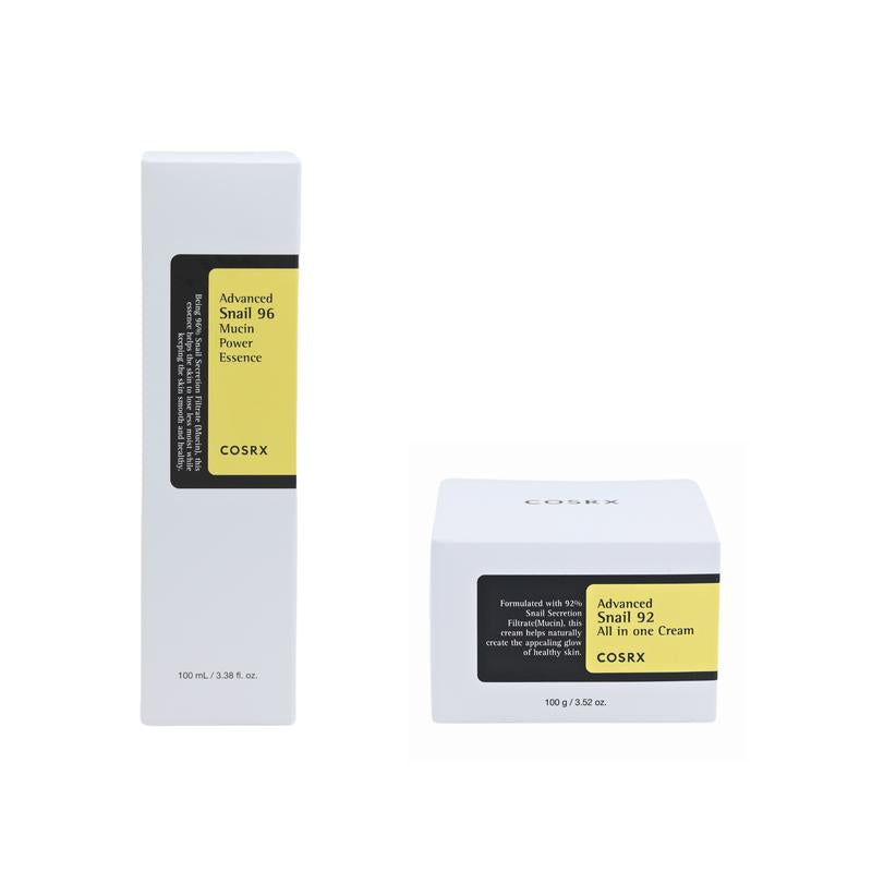 Cosrx - Advanced Snail Essence & All in One Cream Bundle (2 X 3.3Oz) Moisture Skincare Hydrate Lightweight Hydrate Lightweight